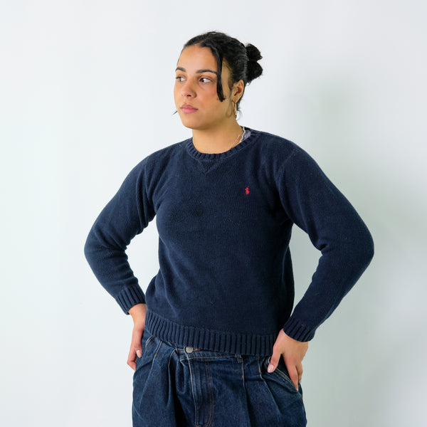Navy Blue 90s Polo Ralph Lauren Knit Sweatshirt (M)